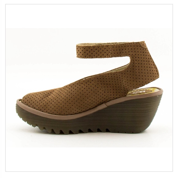 Fly London Women’s Yala Perforated Wedges in Cupido Beige - Picture 3 of 14